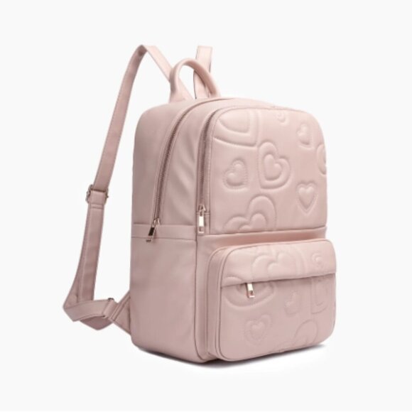 Crush Embossing Heart Quilted Backpack main image 6